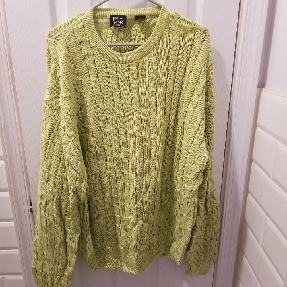 JOS A. Bank Men's Green Cable Knit Sweater